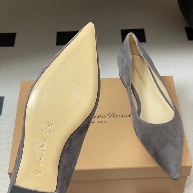 GIANVITO ROSSI 26S FLATS IN GREY SUEDE