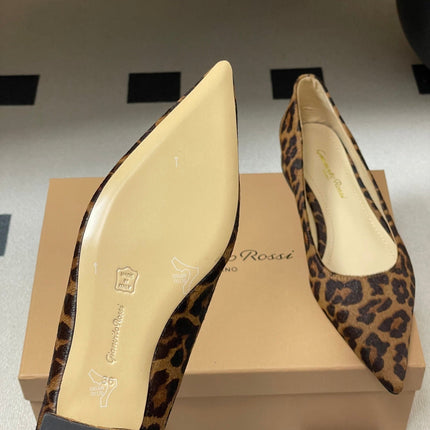 GIANVITO ROSSI 26S FLATS IN LEOPARD PRINT PONY HAIR