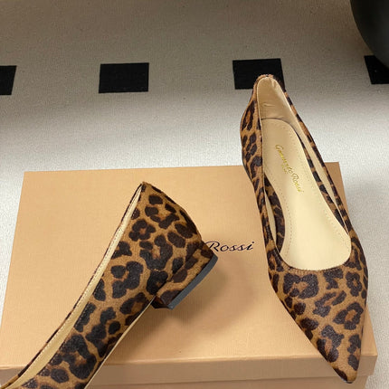 GIANVITO ROSSI 26S FLATS IN LEOPARD PRINT PONY HAIR