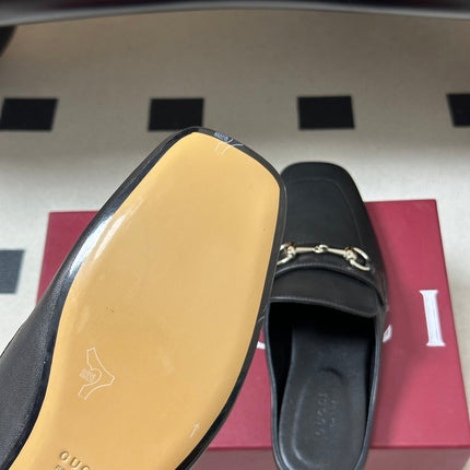 GUCCI 26S HORSEBIT LOAFER MULES IN BLACK CALFSKIN