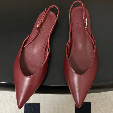 HM 26S NICOLE SLINGBACK IN BURGUNDY RED CALFSKIN SILVER HARDWARE