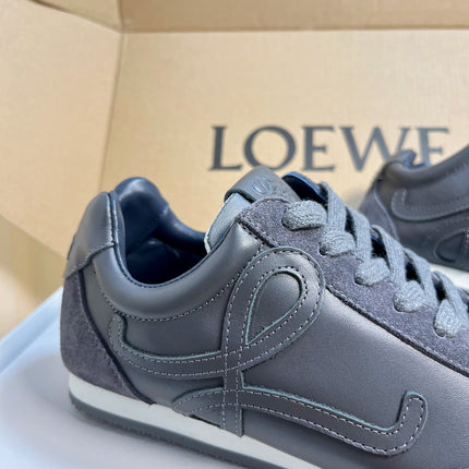 LOEWE 26S RUNNER 2.0 SNEAKERS IN DARK GREY CALFSKIN AND SUEDE