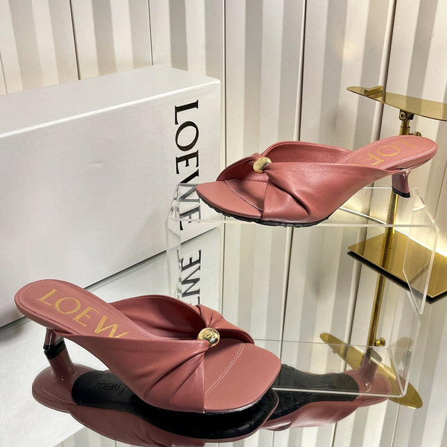 LOEWE 26S HEELED SANDALS 45 MM IN DUSTY PINK CALFSKIN