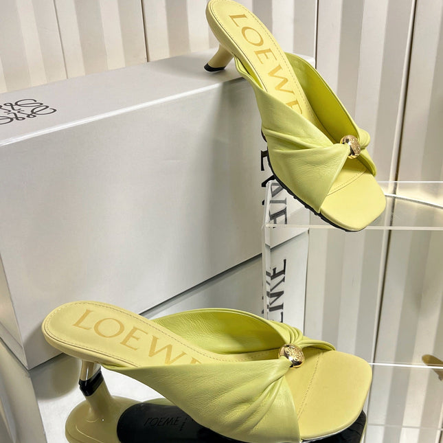 LOEWE 26S HEELED SANDALS 45 MM IN LIGHT YELLOW CALFSKIN