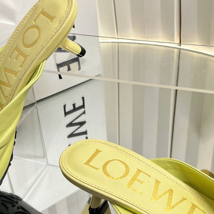 LOEWE 26S HEELED SANDALS 45 MM IN LIGHT YELLOW CALFSKIN
