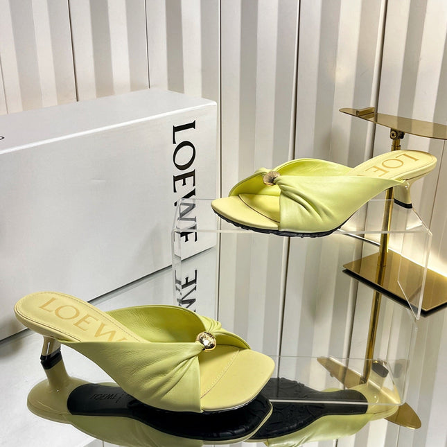LOEWE 26S HEELED SANDALS 45 MM IN LIGHT YELLOW CALFSKIN