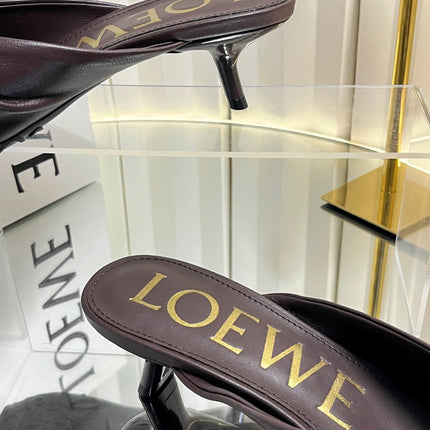 LOEWE 26S HEELED SANDALS 45 MM IN DARK BROWN CALFSKIN