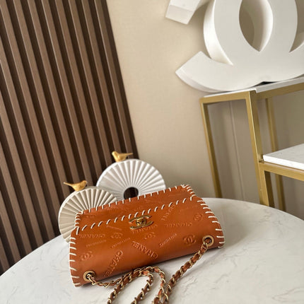 CHANEL 25S FLAP BAG 25 IN BROWN CALFSKIN WITH GOLD HARDWARE