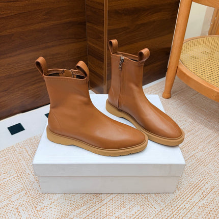 CELINE 26S ANKLE BOOTS IN TAN SMOOTH CALFSKIN WITH PULL TABS