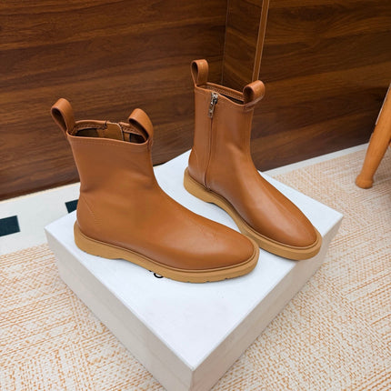 CELINE 26S ANKLE BOOTS IN TAN SMOOTH CALFSKIN WITH PULL TABS