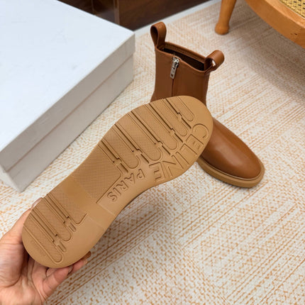 CELINE 26S ANKLE BOOTS IN TAN SMOOTH CALFSKIN WITH PULL TABS