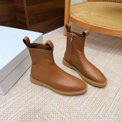 CELINE 26S ANKLE BOOTS IN TAN SMOOTH CALFSKIN WITH PULL TABS