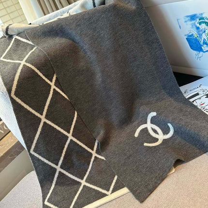 SCARF 180 CM IN MOUSE GRAY MIX WHITE CASHMERE 401970