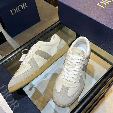 DIOR 26S B01 MATCHPOINT SNEAKER IN GRAY AND WHITE CALFSKIN WITH GRAY SUEDE