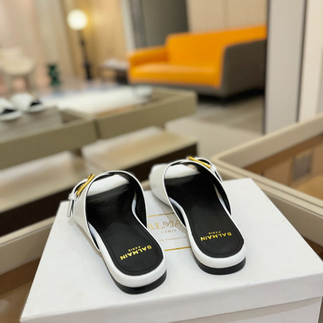 BALMAIN 26S SANDALS IN WHITE CALFSKIN