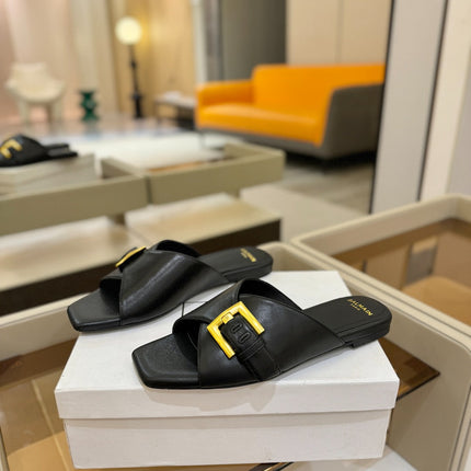 BALMAIN 26S SANDALS IN BLACK CALFSKIN