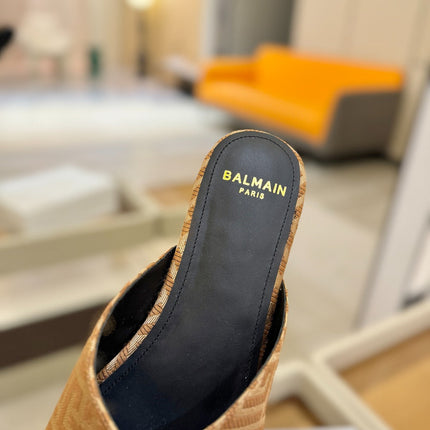 BALMAIN 26S SANDALS IN BROWN CANVAS