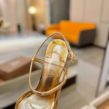 CHRISTIAN LOUBOUTIN 26S JENLOVE HEEL SLINGBACKS 105 MM IN GOLD CALFSKIN
