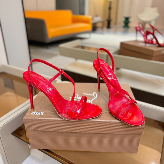 CHRISTIAN LOUBOUTIN 26S ROSA Z HIGH-HEEL SANDALS 105 MM IN RED LAMBSKIN