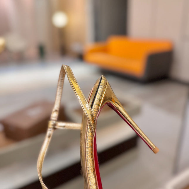 CHRISTIAN LOUBOUTIN 26S ROSA Z HIGH-HEEL SANDALS 105 MM IN GOLD LAMBSKIN