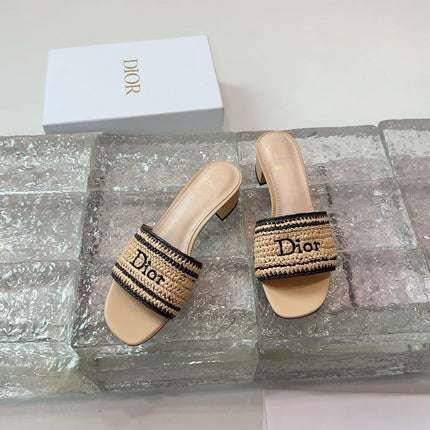 DIOR 26S WOVEN-STRAP HIGH-HEEL SANDALS IN BEIGE CALFSKIN