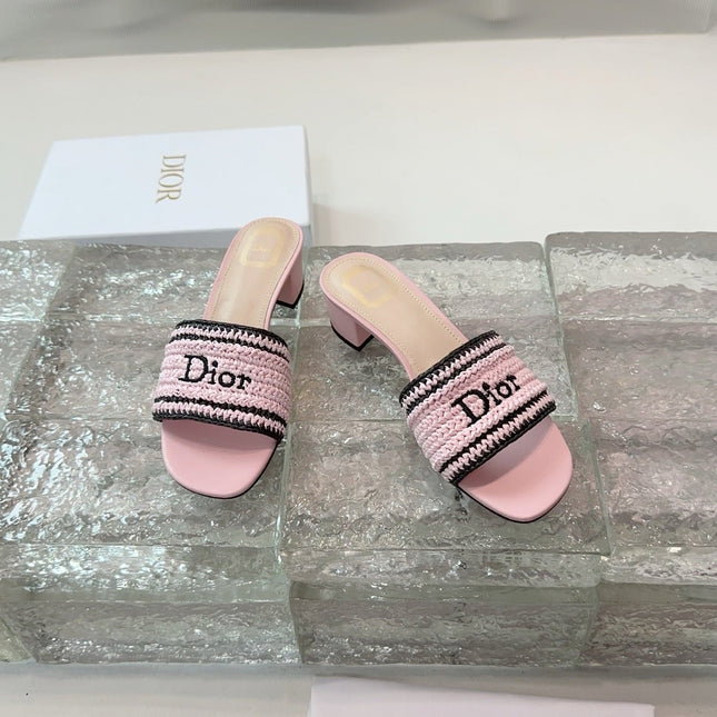 DIOR 26S WOVEN-STRAP HIGH-HEEL SANDALS IN LIGHT PINK CALFSKIN
