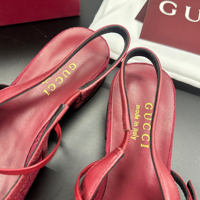 GUCCI 26S SLINGBACK 25 MM IN RED CANVAS