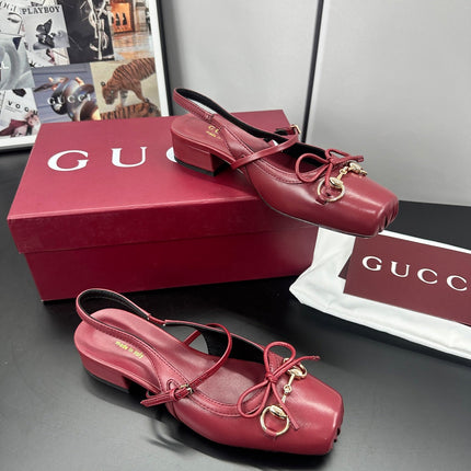 GUCCI 26S SLINGBACK 25 MM IN RED CALFSKIN