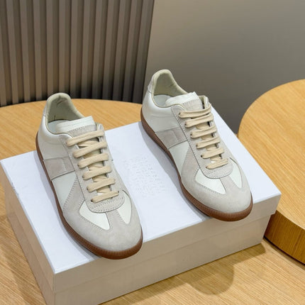 MM SNEAKER IN WHITE SUEDE GREY PATCHWORK CALFSKIN