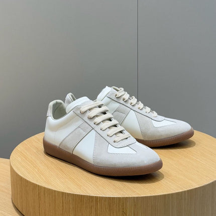 MM SNEAKER IN WHITE SUEDE GREY PATCHWORK CALFSKIN
