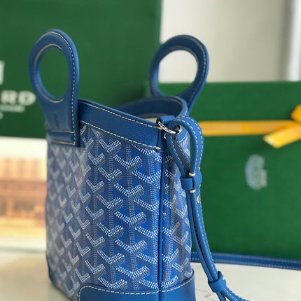 GOYA 26S BELUGA MINI BAG 23CM IN BLUE GOYARDINE CANVAS AND CALFSKIN