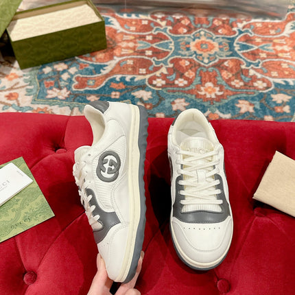 GUCCI 26S SNEAKERS IN WHITE MIX GREY CALFSKIN