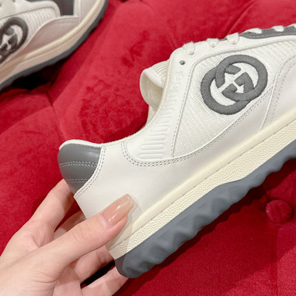 GUCCI 26S SNEAKERS IN WHITE MIX GREY CALFSKIN