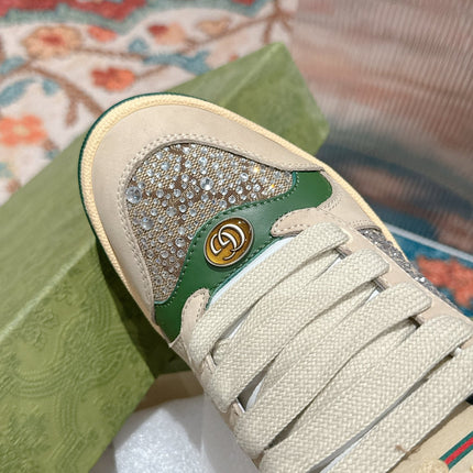 GUCCI 26S SCREENER SNEAKER IN BEIGE SUEDE MIX CANVAS