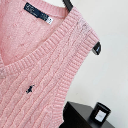 RALPH LAUREN 26S V-NECK CABLE-KNIT VEST 737