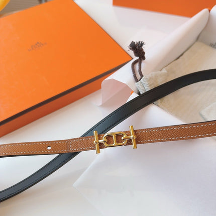 HM REVERSIBLE ANCRE KIT 13MM BELT IN BROWN CALFSKIN GOLD-TONE HARDWARE