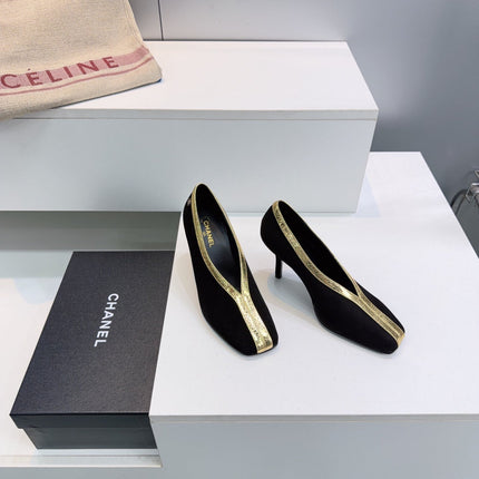 CHANEL 26S HIGH HEELS 100 MM IN BLACK SUEDE