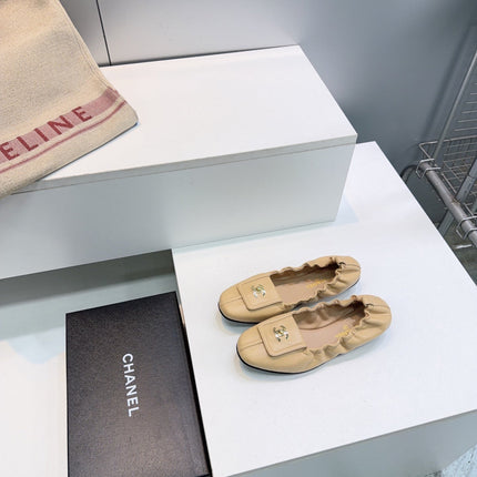 CHANEL 26S BALLERINA FLATS IN BEIGE LAMBSKIN