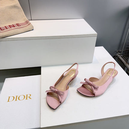 DIOR 26S BOW SLINGBACK SANDALS 45MM IN PINK SATIN