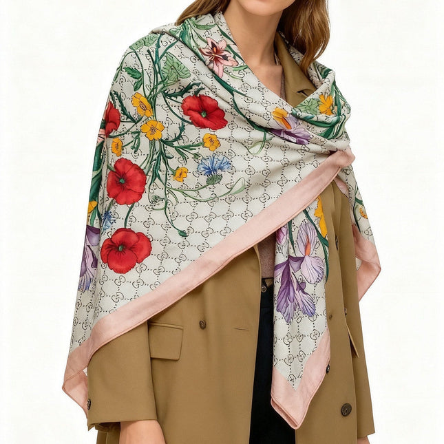 GUCCI 26S SCARF 140 IN CASHMERE AND SILK 250153