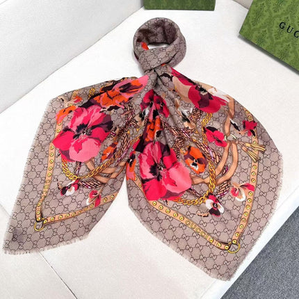 GUCCI 26S SCARF 140 IN CASHMERE AND SILK 309778