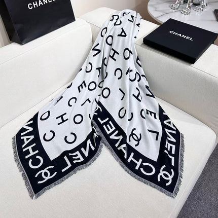 CHANEL 26S SCARF 140 IN SILK AND CASHMERE 504529