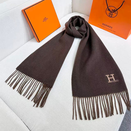 HERMES 26S SCARF 190 IN CASHMERE WOOL BLEND 492375