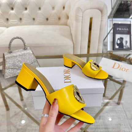 DIOR 26S HIGH-HEEL SANDALS 55MM IN YELLOW CALFSKIN WITH GOLD HARDWARE
