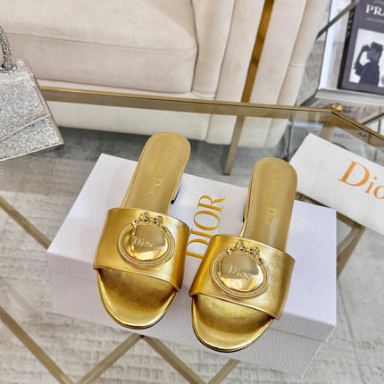 DIOR 26S HIGH-HEEL SANDALS 55MM IN GOLD CALFSKIN WITH GOLD HARDWARE