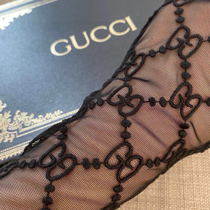 EMBROIDERED LACE MESH GLOVES BLACK 462433