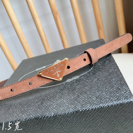 PRA TRIANGLE LOGO BELT IN BROWN SUEDE