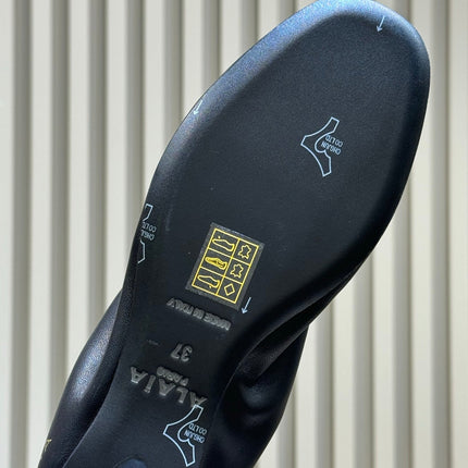 ALAIA 26S KNIT BALLET FLATS IN BLACK LAMBSKIN