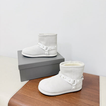 BALENCIAGA 25S ALASKA ANKLE BOOTS IN WHITE SUEDE AND LAMBSKIN