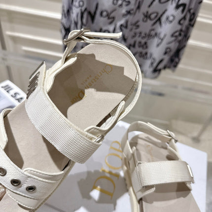 DIOR 26S BUCKLE SANDALS IN OFF WHITE CANVAS